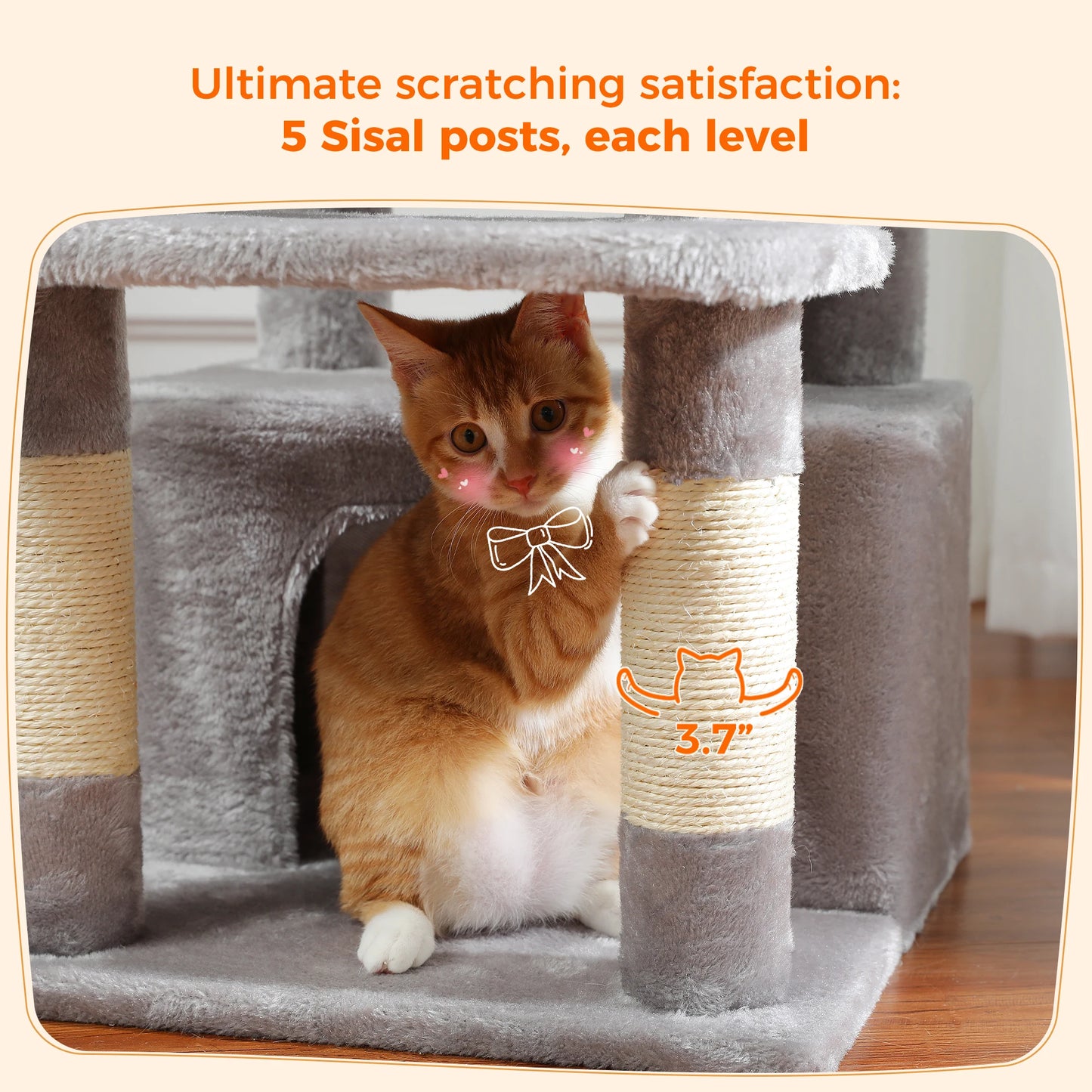 PAWZ Road Large Cat Tree Tower With Sisal Scratching Posts