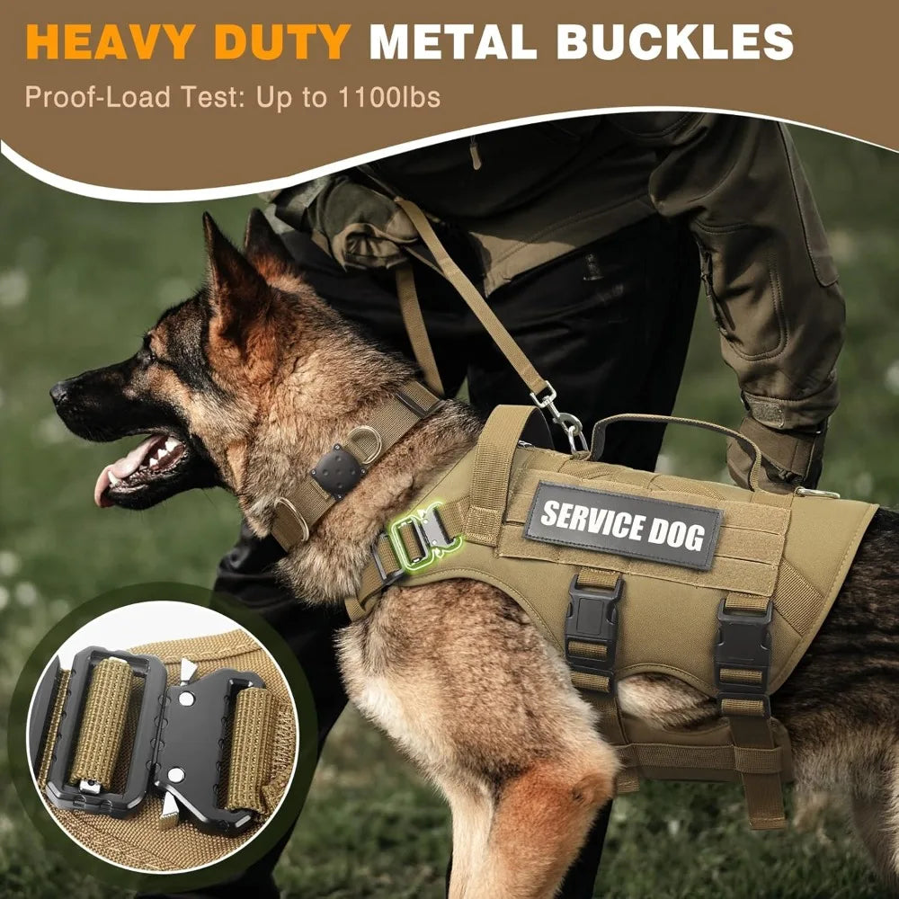Tactical Dog Harness with Leash and MOLLE Vest for Dogs