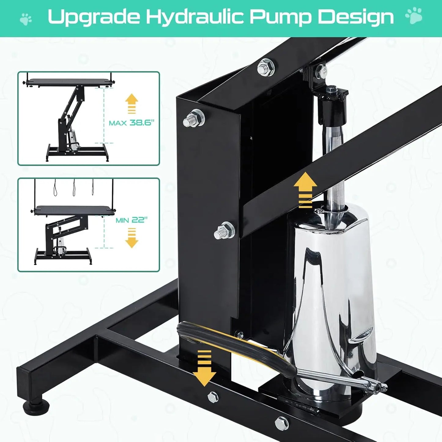 HiMISS Hydraulic Adjustable Dog Grooming Table With Overhead Arm