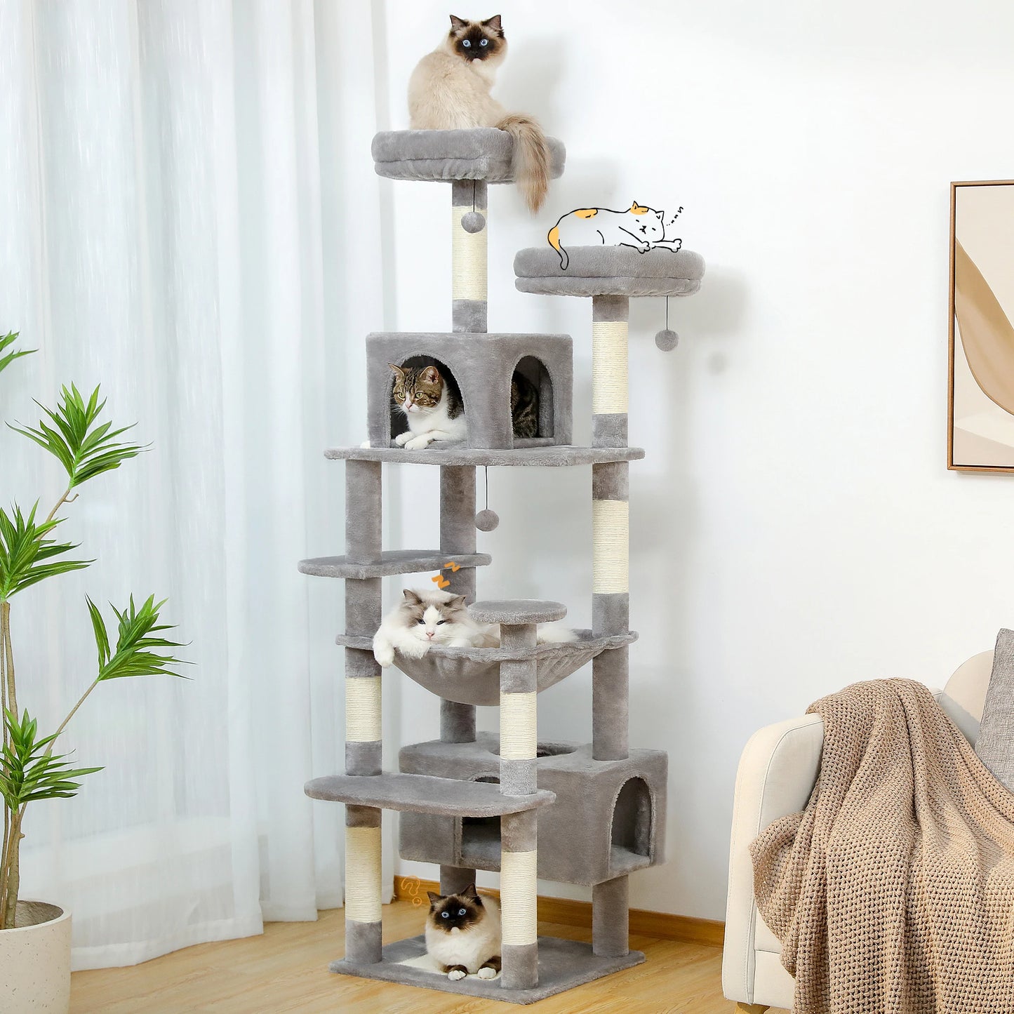 PAWZ Road Cat Tree Tower With Sisal Posts Indoor Use