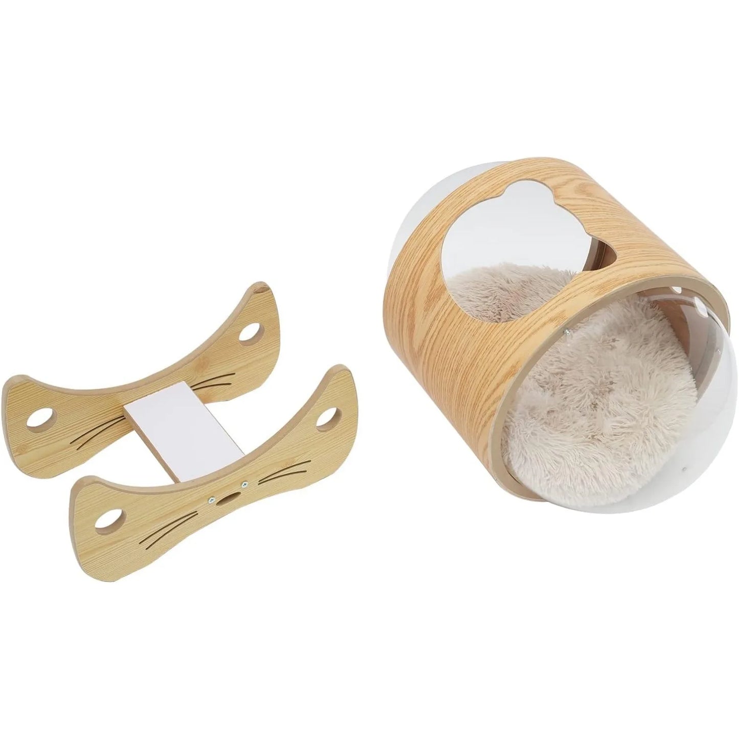 Cat Pod Bed With Wooden Frame Clear Acrylic Dome Cushion