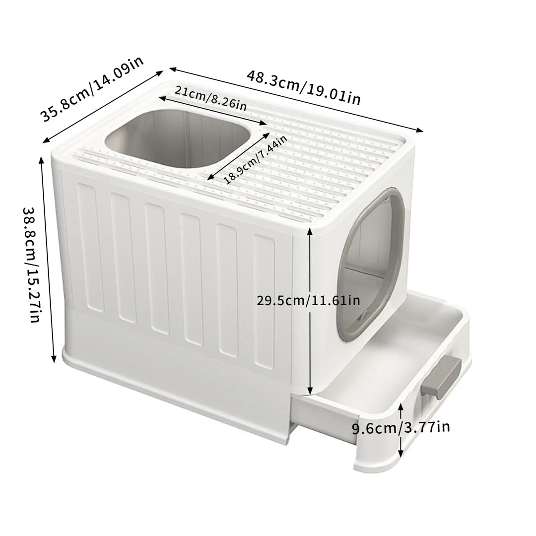 Foldable Top Entry Cat Litter Tray Lid For Easy Clean