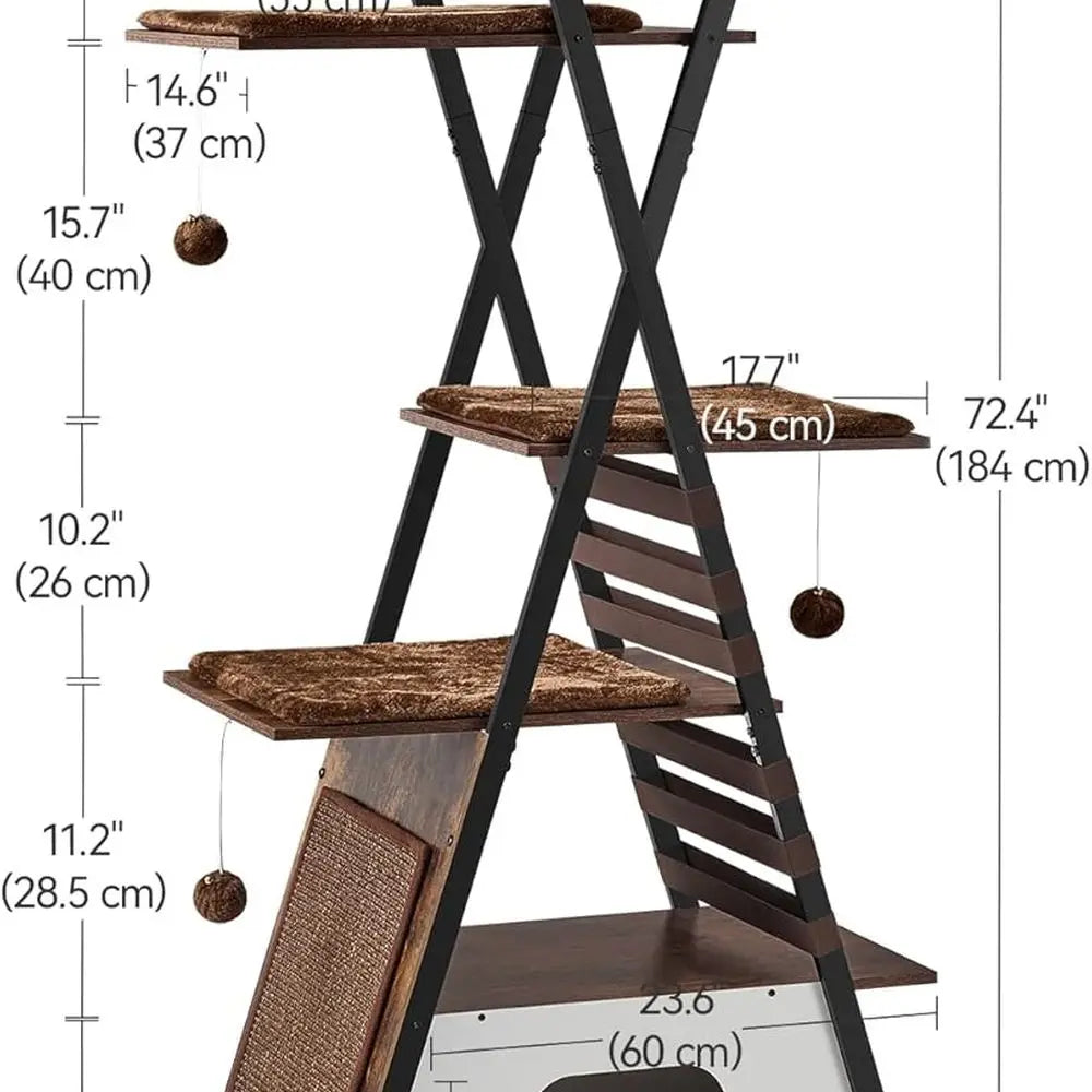 LuxeMerge Modern Cat Tower For Indoor Cats With Scratching Board