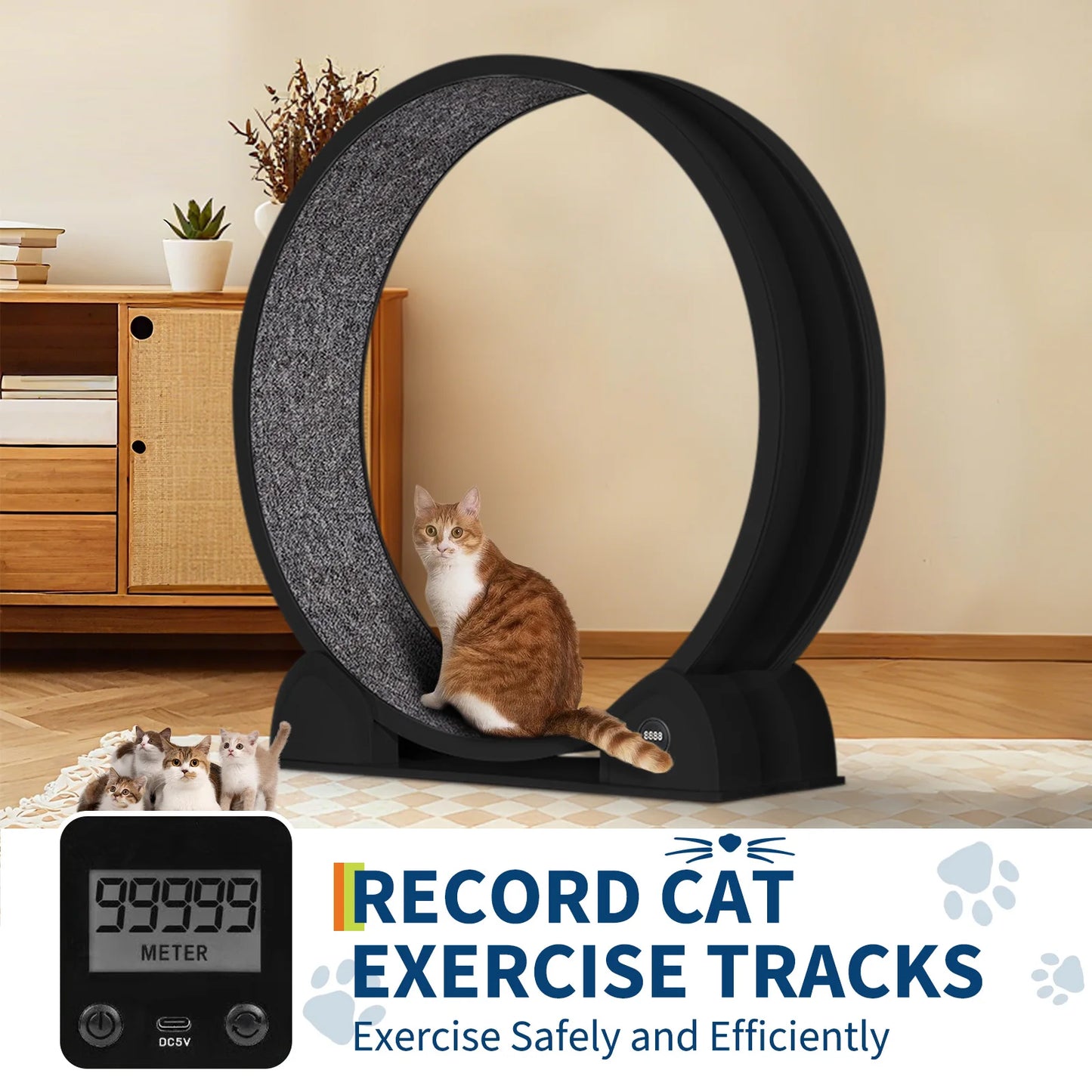 HiMISS Cat Exercise Wheel With Smart Pedometer Tracker