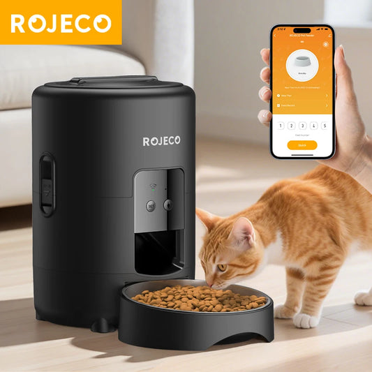 ROJECO Automatic Cat Feeder Smart Kibble Dispenser With WiFi App