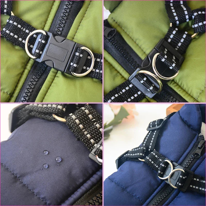 NONECN Winter Waterproof Dog Jacket With Adjustable Harness