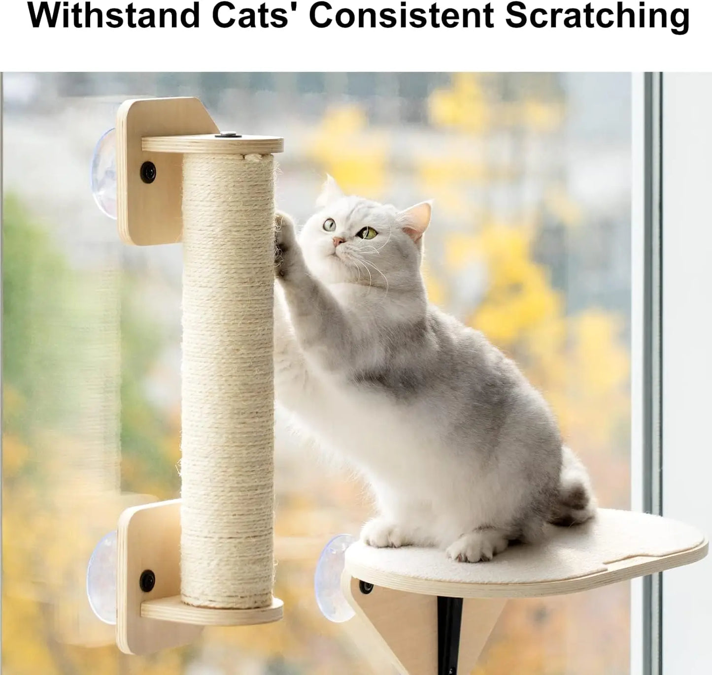 MEWOOFUNCN Cat Window Perch With Climbing Steps And Scratching Post