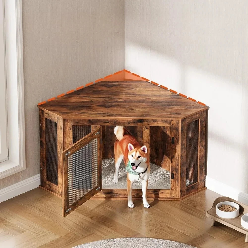 Corner Dog Crate Furniture End Table Decorative Indoor Kennel
