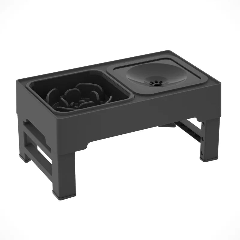 TWISTER.CK Elevated Dog Slow Feeder With Adjustable Stand Stainless Bowls