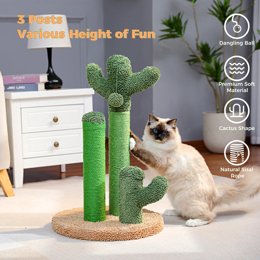 PAWZ Road Cactus Cat Scratcher Post With 3 Poles Ball