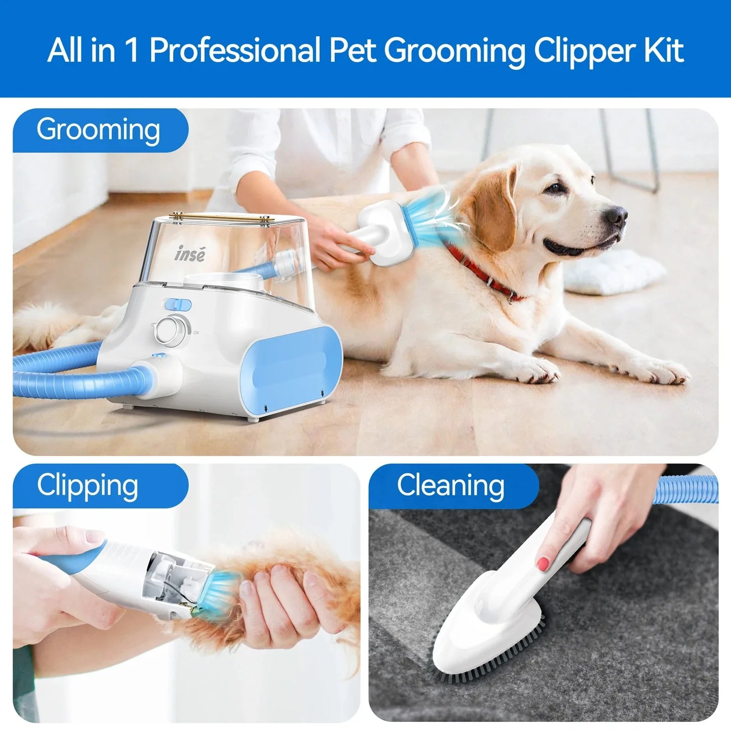INSE P30 Ultra Quiet Pet Grooming Vacuum For Dogs Home