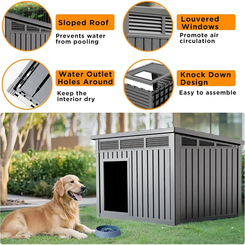 High-Conerned Weatherproof Dog House With Removable Roof