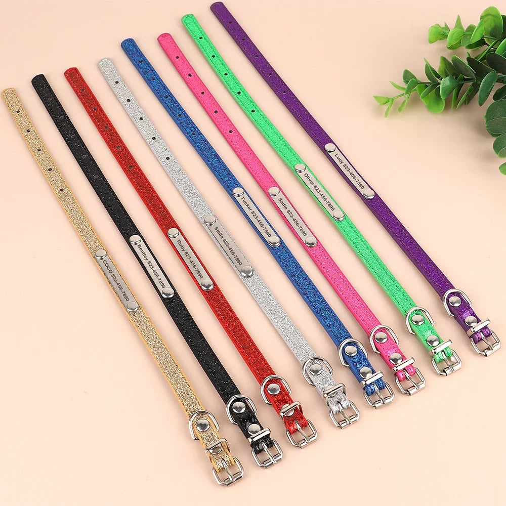 Beirui Custom Cat Collar Bling Leather Engraved ID Nameplate