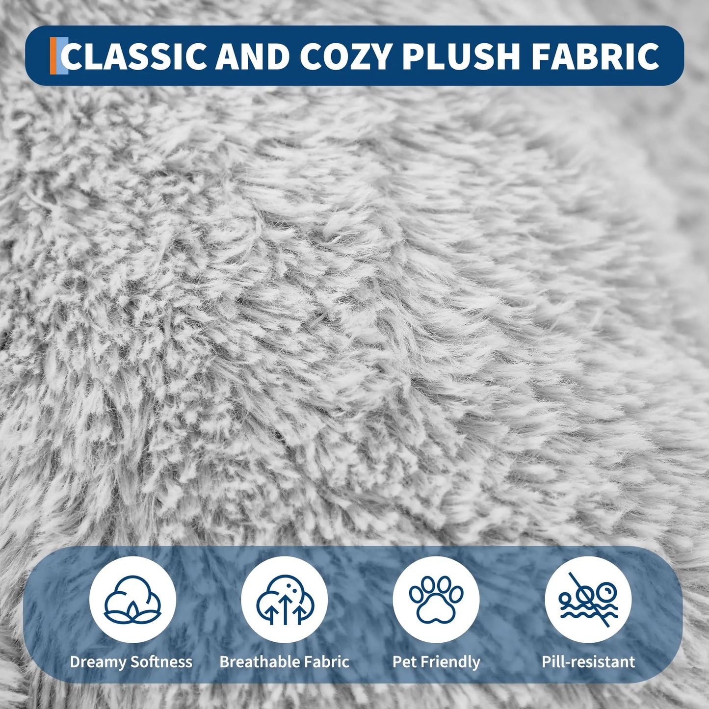HiMISSCN Orthopedic Faux Fur Pet Bed With Pillow Pocket