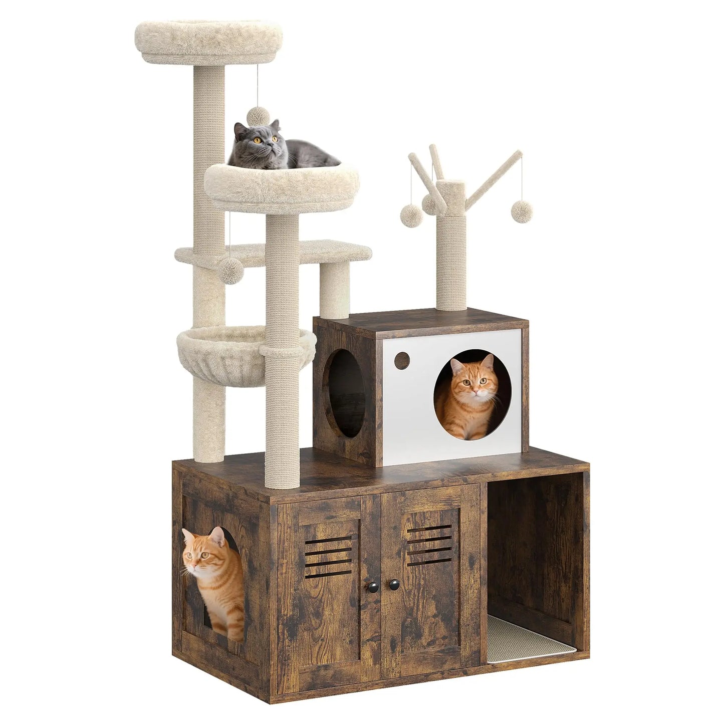 HiMISSCN Modern Cat Tree With Hidden Litter Box Multi Level