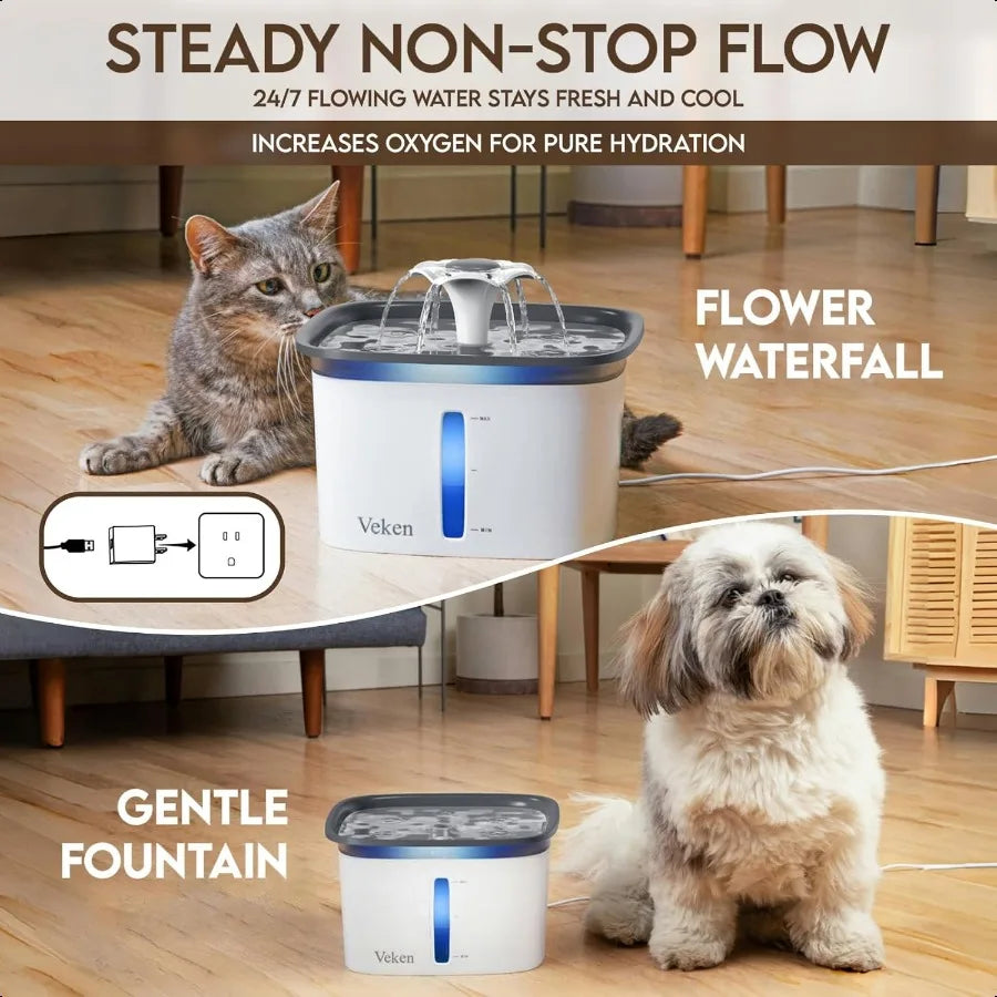 Veken Automatic Pet Fountain With Replacement Filters