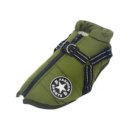 NONECN Winter Waterproof Dog Jacket With Adjustable Harness