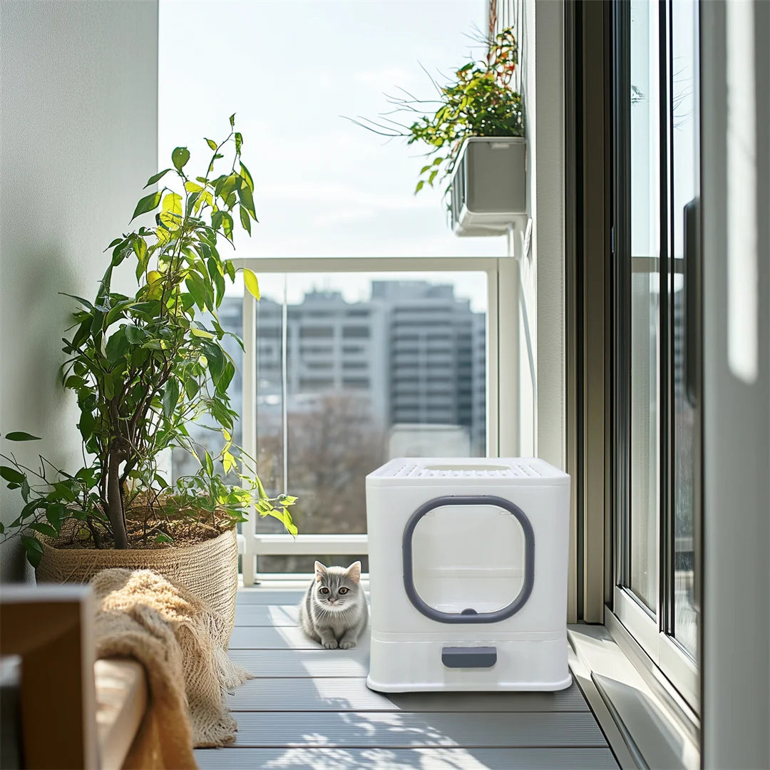 Foldable Top Entry Cat Litter Tray Lid For Easy Clean