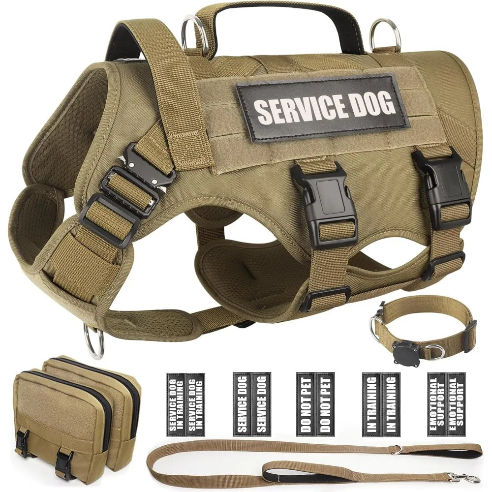 Tactical Dog Harness with Leash and MOLLE Vest for Dogs