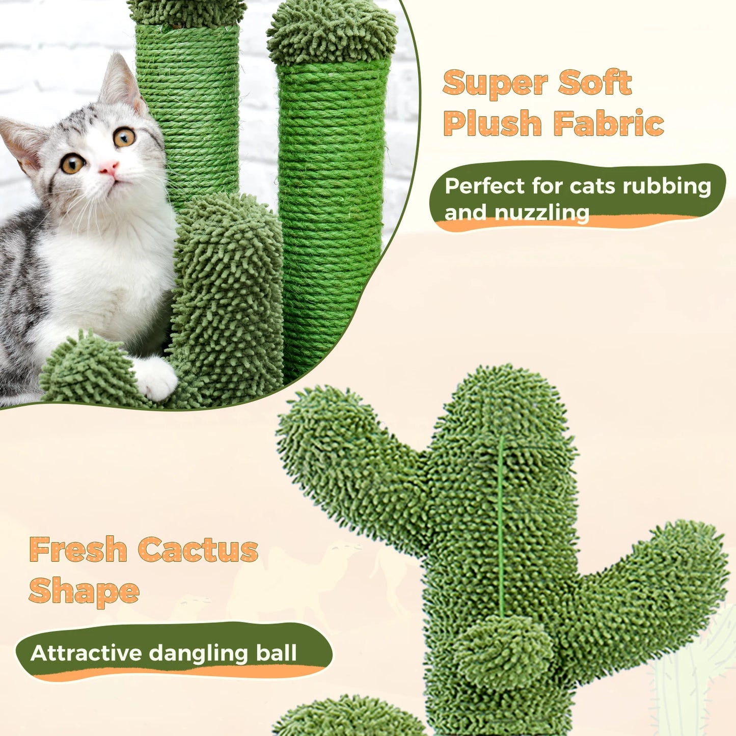 PAWZ Road Cactus Cat Scratcher Post With 3 Poles Ball