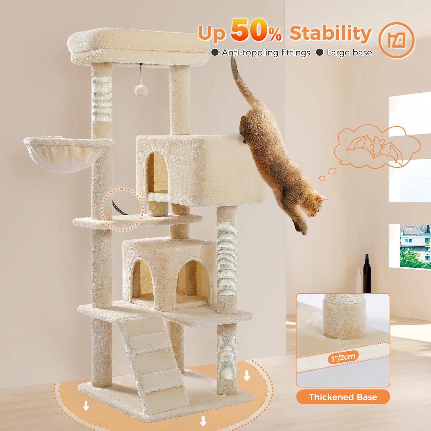PETEPELACN Luxury Multi Level Cat Tree Tower With Cat Condo