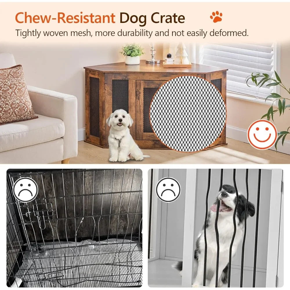 Corner Dog Crate Furniture End Table Decorative Indoor Kennel