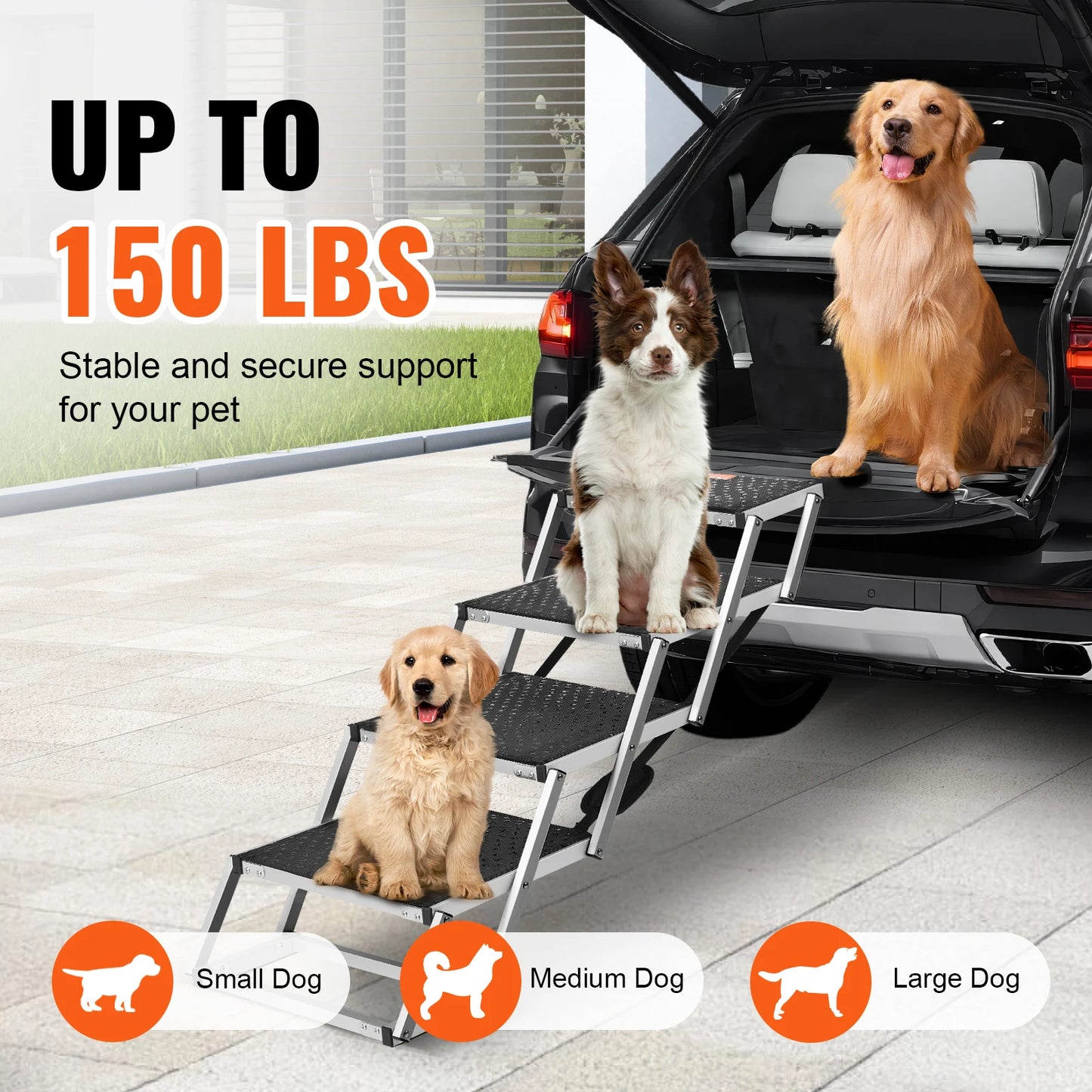 SucceBuy Folding Portable Dog Car Steps Aluminum For Cars SUV