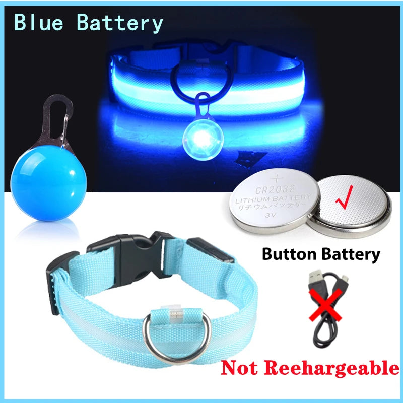 Usb Charging Glowing Dog Collar With Pendant Night Safety