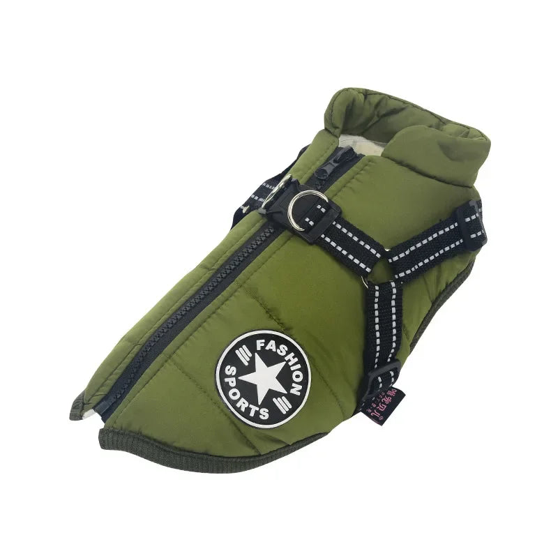 NONECN Winter Waterproof Dog Jacket With Adjustable Harness