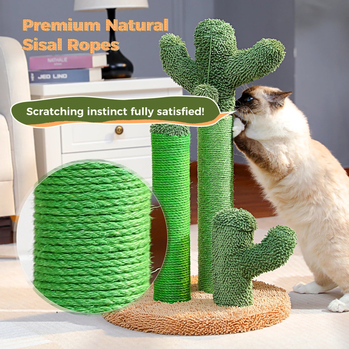 PAWZ Road Cactus Cat Scratcher Post With 3 Poles Ball