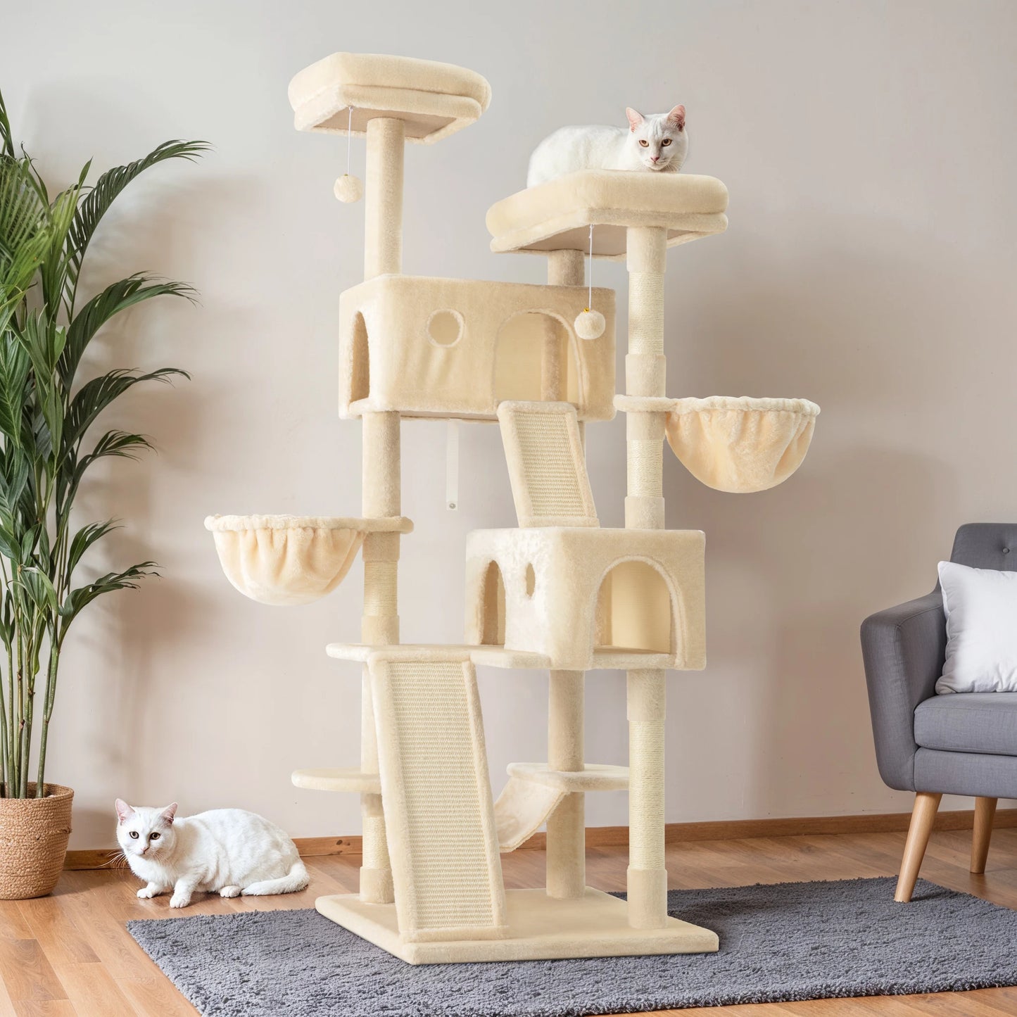 Hoomic Multi Level Cat Tree Tower With Plush Perches Condo