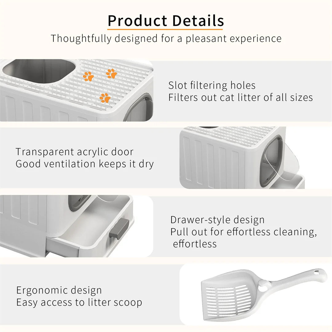 Foldable Top Entry Cat Litter Tray Lid For Easy Clean