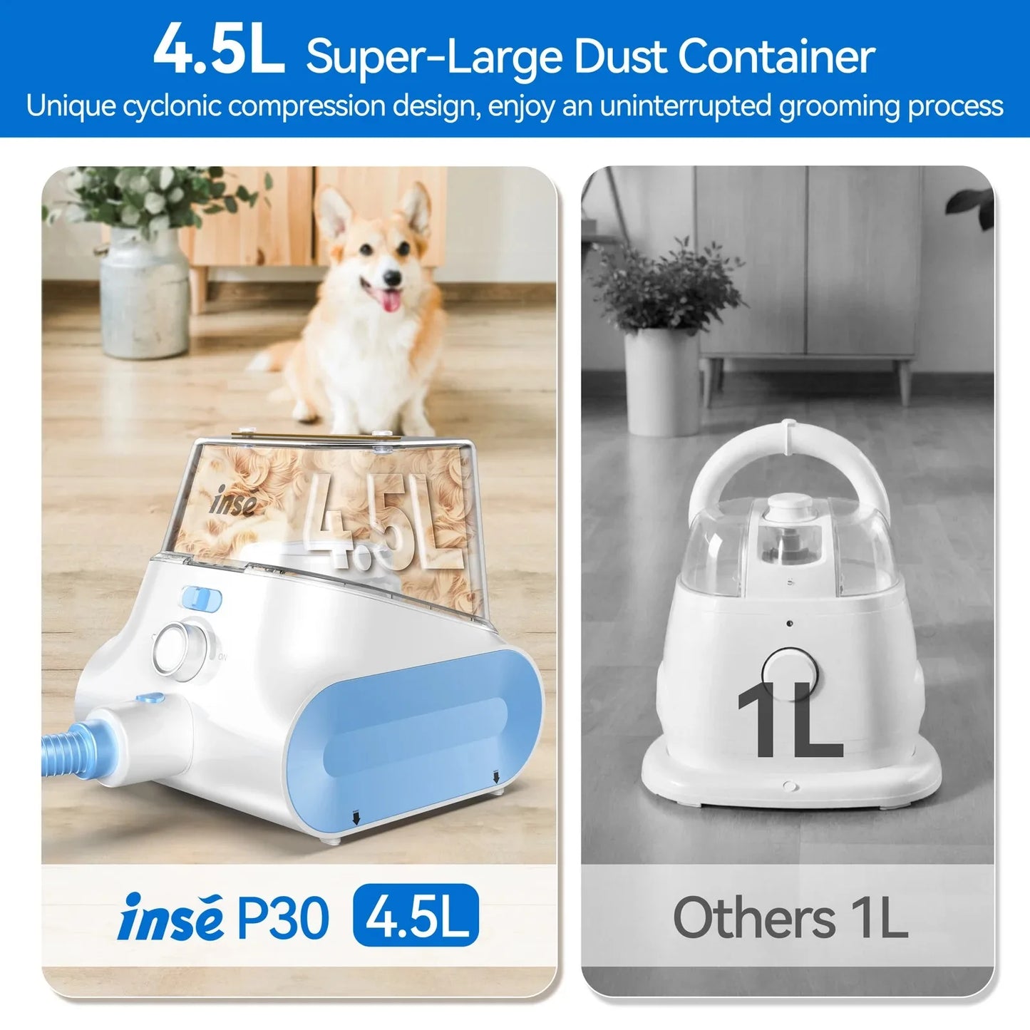 INSE P30 Ultra Quiet Pet Grooming Vacuum For Dogs Home
