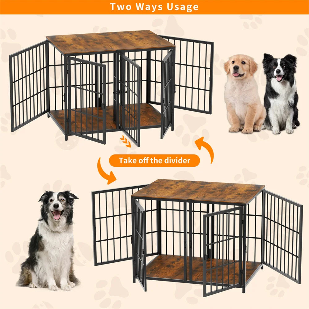 BORWARTH Ultra Thick Dog Crate With Removable Divider And Doors
