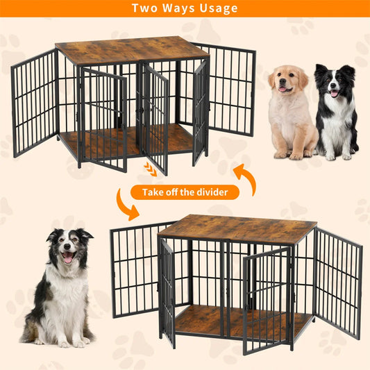BORWARTH Ultra Thick Dog Crate With Removable Divider And Doors