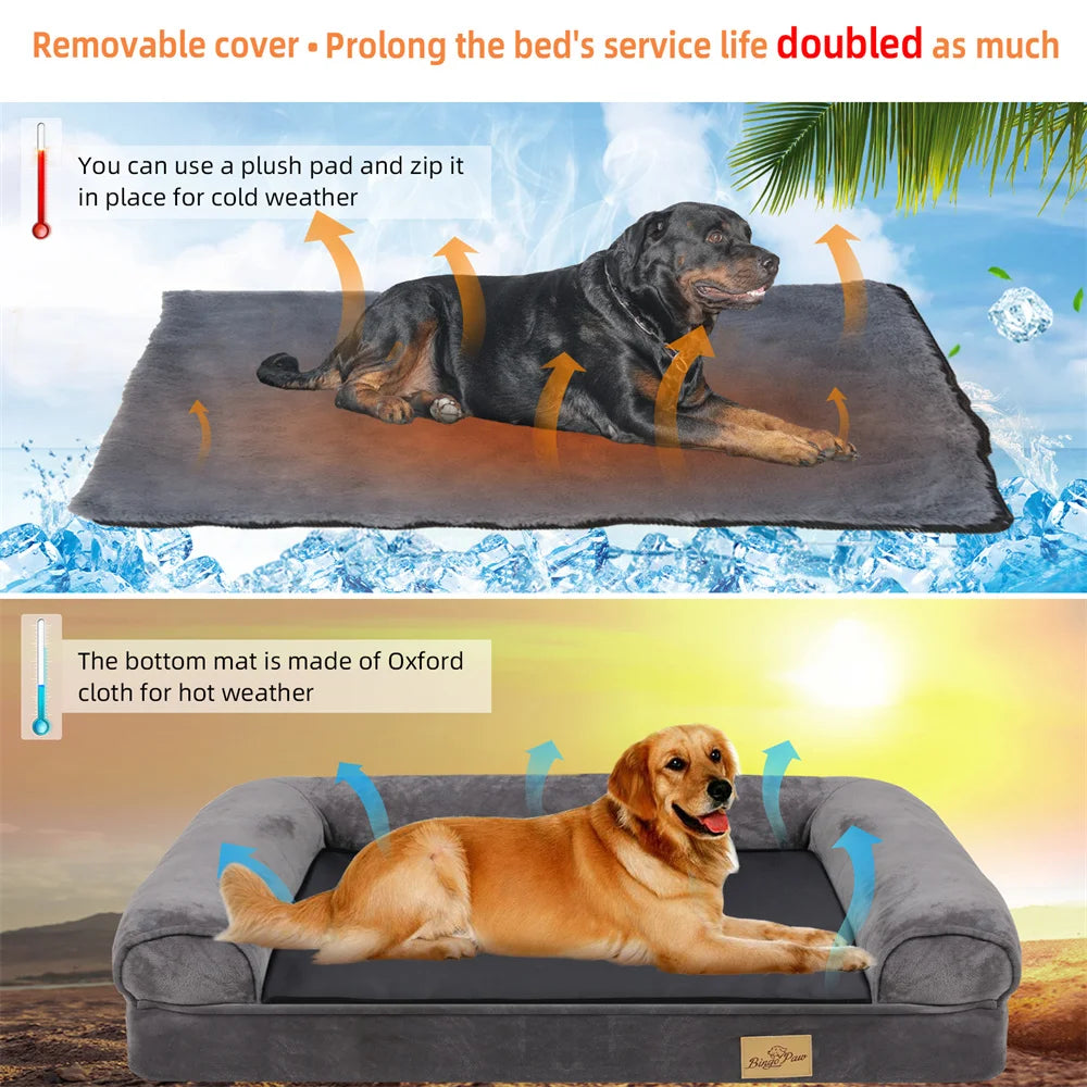 BORWARTCN Calming Orthopedic Memory Foam Dog Bed Waterproof Removable Cover