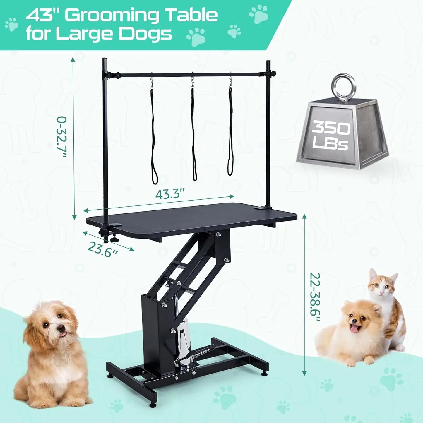 HiMISS Hydraulic Adjustable Dog Grooming Table With Overhead Arm