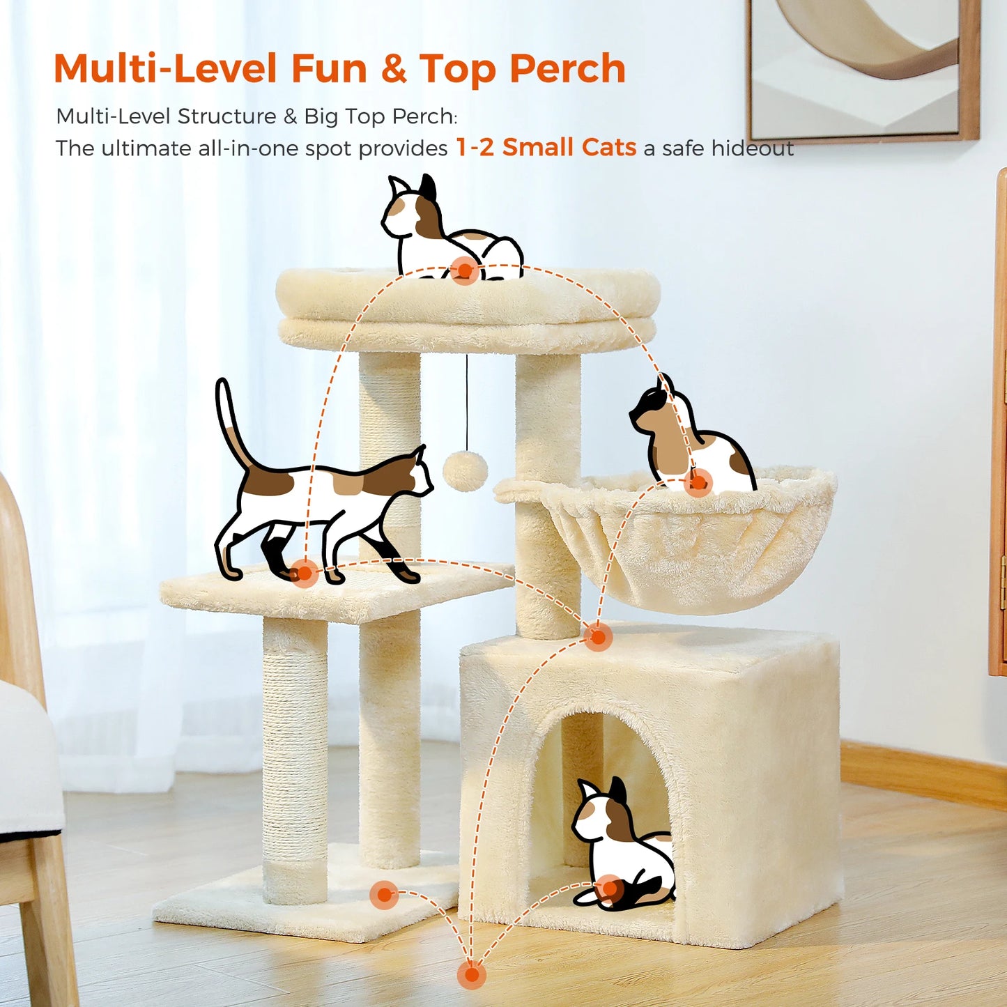 PAWZ Road Cat Tree Tower for Indoor Cats Scratching Posts