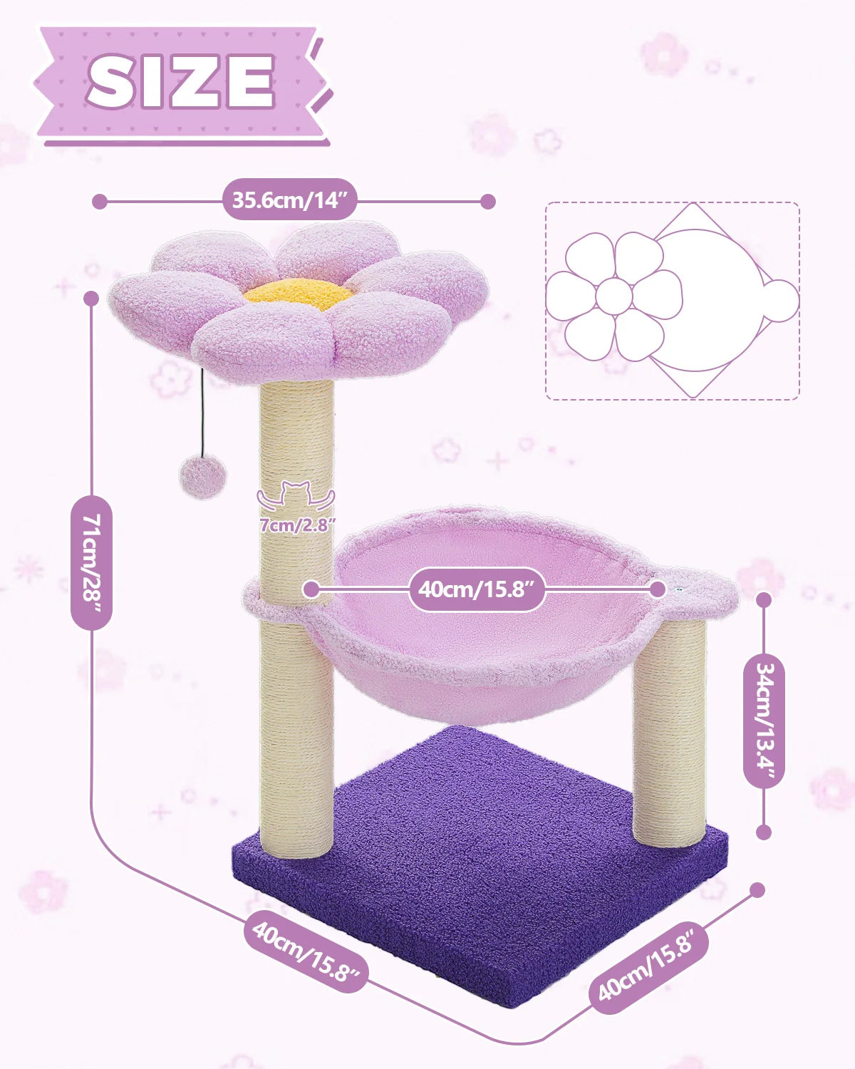 PAWZ Road Flower Cat Tree With Indoor Sisal Scratching Post