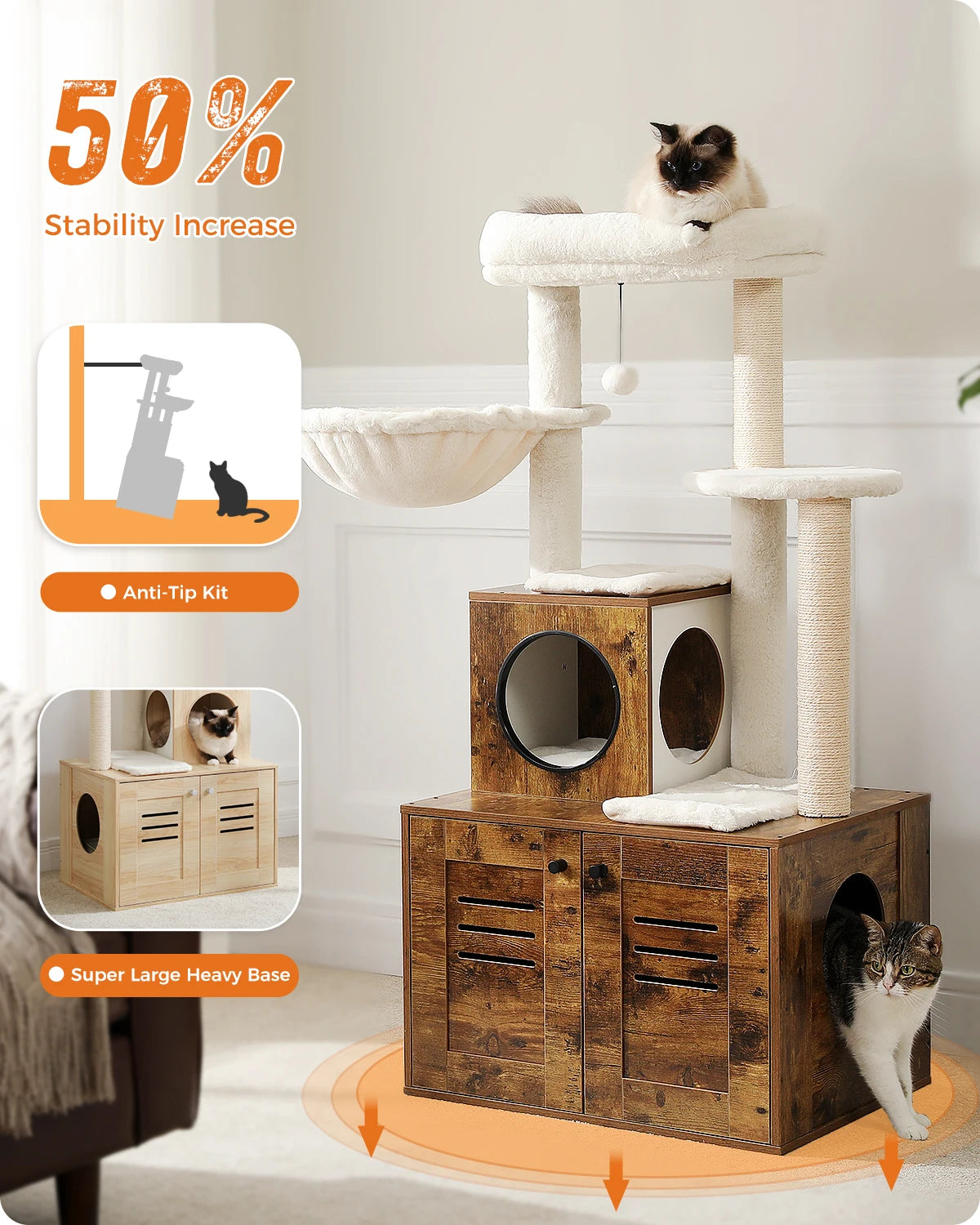 PAWZ Road Modern Cat Tree With Condo And Litter Box