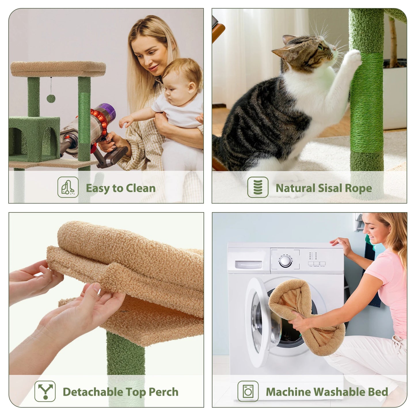 PAWZ Road Cactus Cat Tree Tower With Hammock And Condo