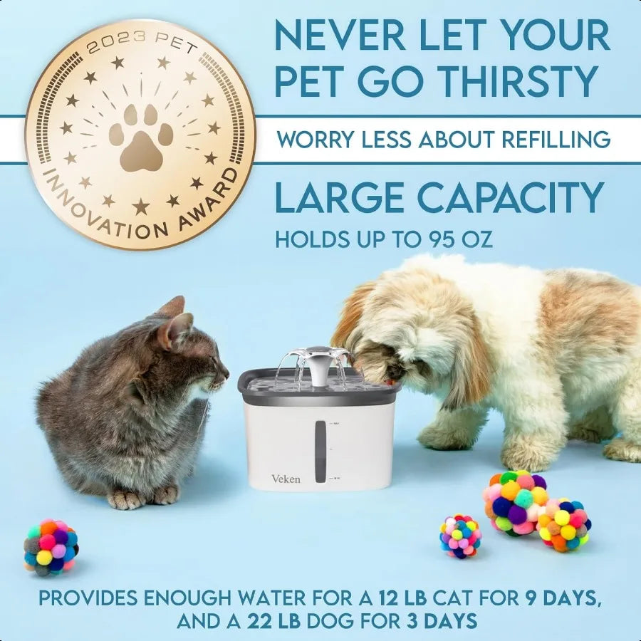 Veken Automatic Pet Fountain With Replacement Filters