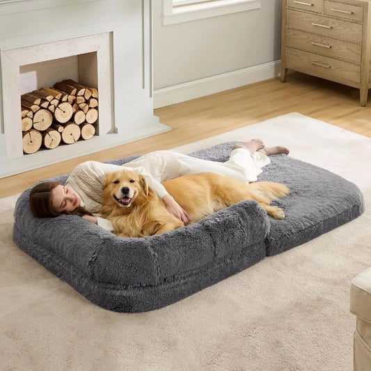 DAFIFY Foldable Human Dog Bed 2 In 1 With BolsterFoam
