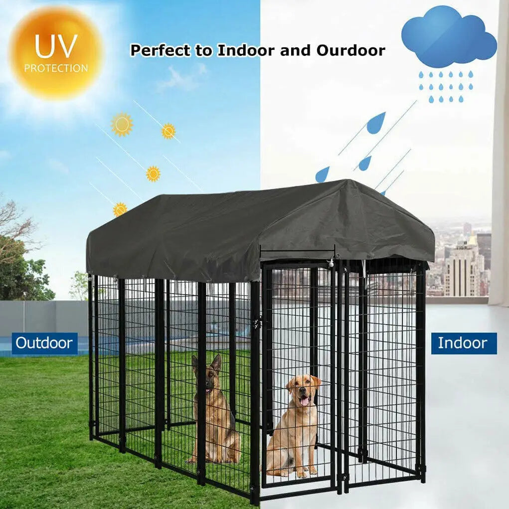 High-Concerned Dog Cage Outdoor Run Enclosure With Roof Shelter