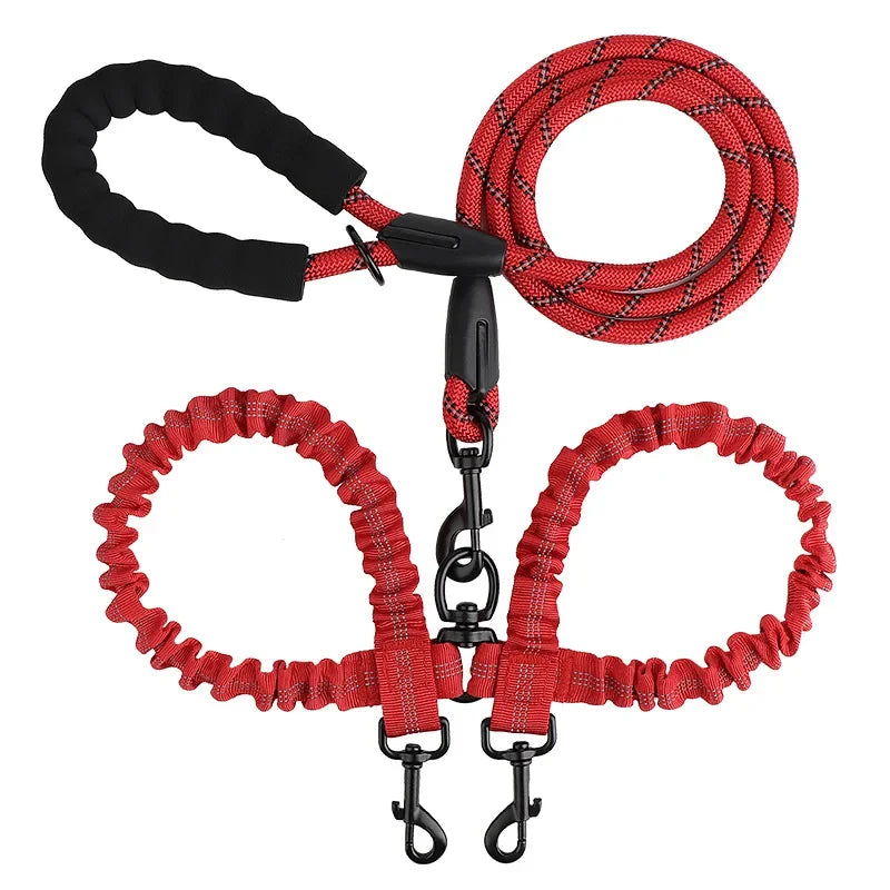 YTYINCN Double Dog Leash Coupler Nylon Elastic For Two Dogs