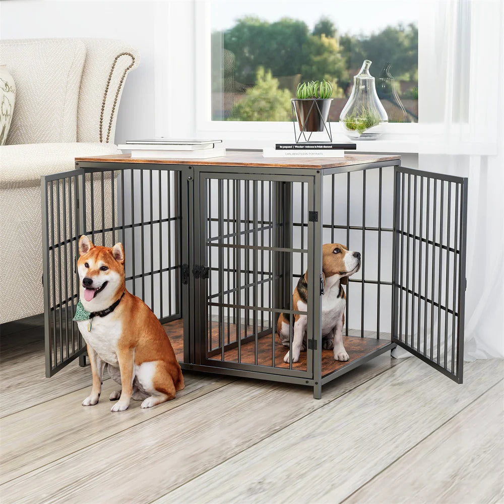 BORWARTH Ultra Thick Dog Crate With Removable Divider And Doors