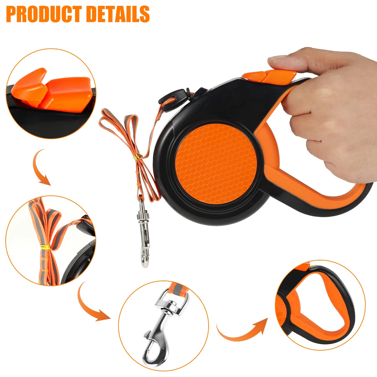 Willstar Retractable Dog Leash Heavy Duty Reflective Tape Non-Slip Handle