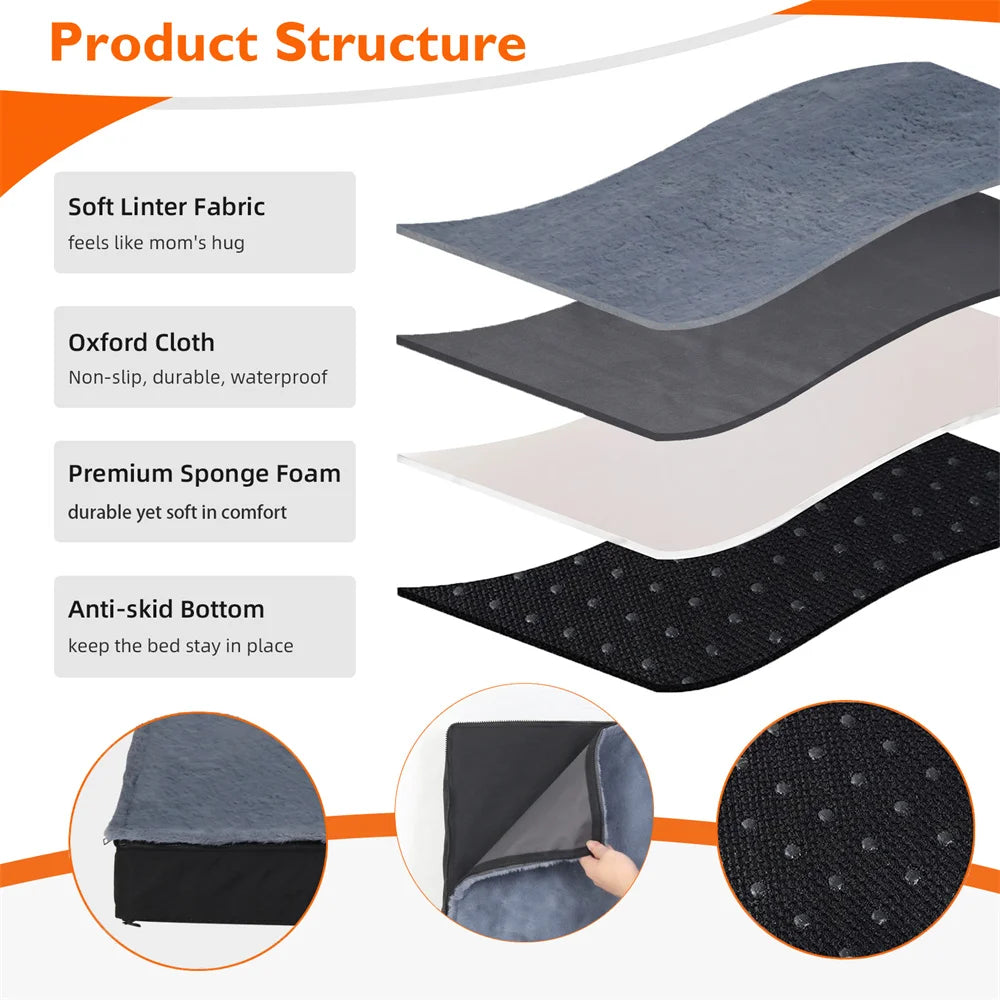BORWARTCN Orthopaedic Dog Bed Waterproof Cushion Mattress 2 In 1