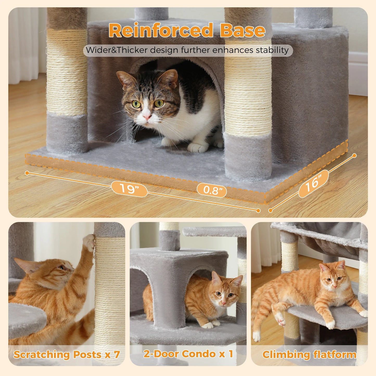 PAWZ Road Large Cat Tree Tower With Sisal Scratching Posts