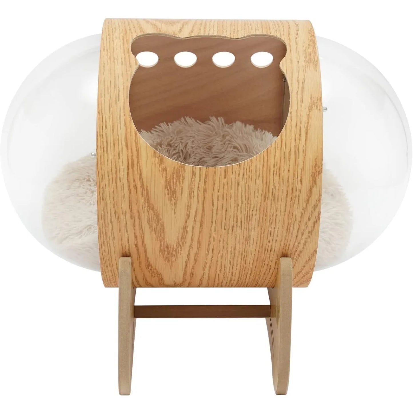 Cat Pod Bed With Wooden Frame Clear Acrylic Dome Cushion